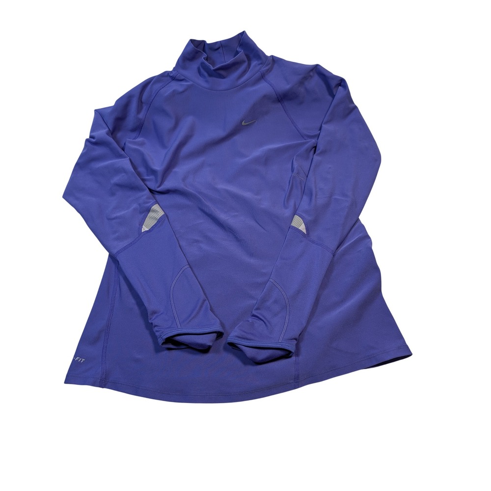 Nike Womens Dri-FIT Mock Neck Long Sleeve Running Top Large Purple 408090-541